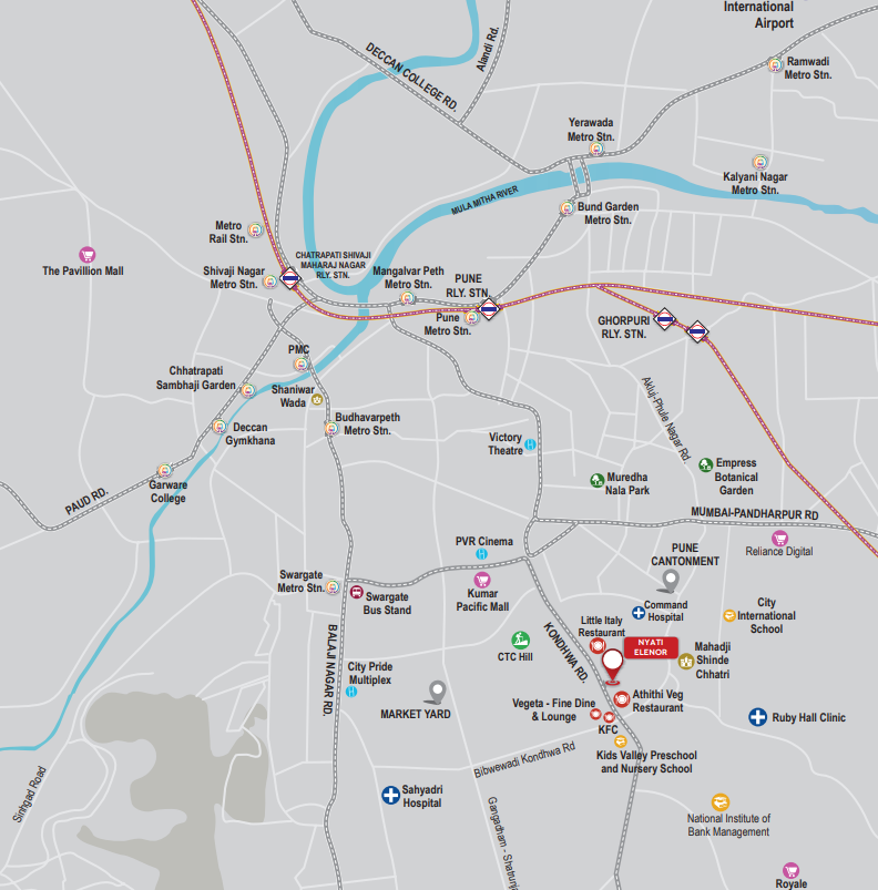 Nyati Elenor Lulla Nagar Location Map